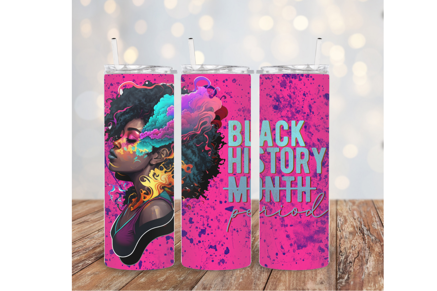 "20 oz metal Black History themed tumbler - a stainless steel tumbler featuring a design inspired by African American heritage, with a capacity of 20 oz.